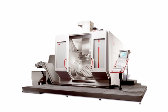 Auf dem Bild ist eine hochmoderne CNC-Fräsmaschine zu sehen.