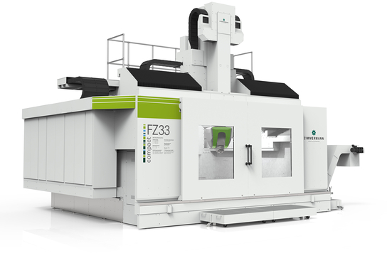 Auf dem Bild ist eine moderne CNC-Främaschine namens FZ33 von Zimmermann zu sehen.