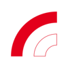 Das Bild zeigt eine abstrakte Komposition aus roten, schwarzen und weißen geometrischen Formen.