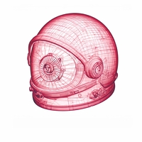 Auf dem Bild ist eine stilisierte, durchsichtige Darstellung eines Astronautenhelms zu sehen.