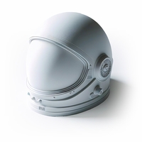 Auf dem Bild ist ein weißer Astronautenhelm zu sehen.