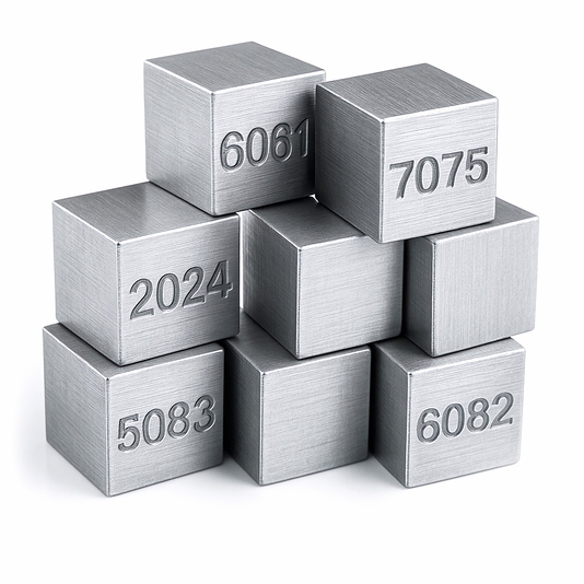 Auf dem Bild sind mehrere quadratische Metallwürfel zu sehen, die mit Nummern eingeprägt sind.