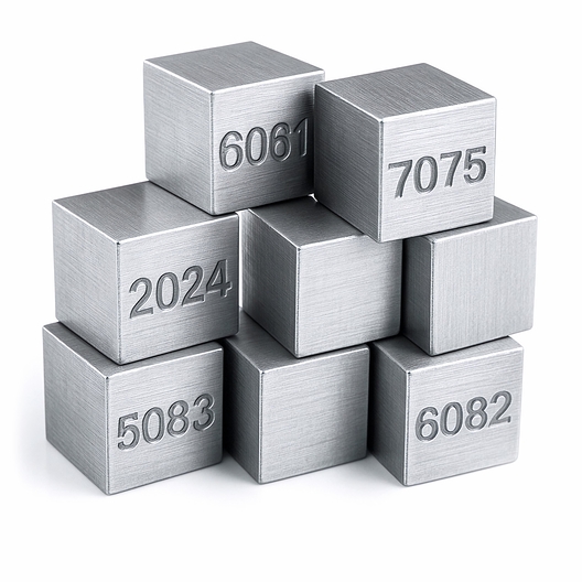 Auf dem Bild sind mehrere quadratische Metallwürfel zu sehen, die mit Nummern eingeprägt sind.